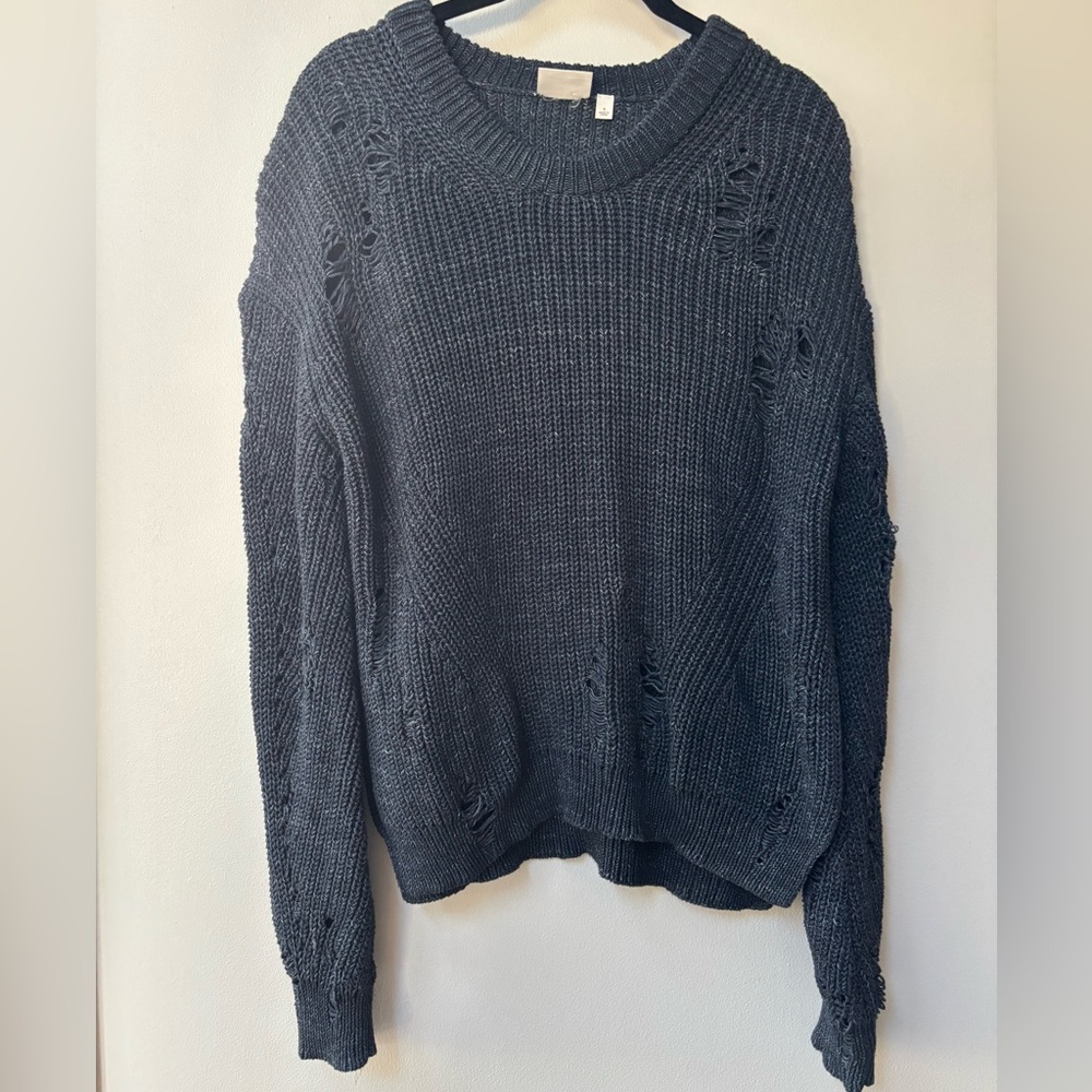 AG Adriano Goldschmied Dark Gray Distressed Sweater